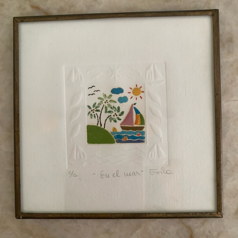 Framed Nautical Vintage Mexican Art Print ⛵️🏝️☀️